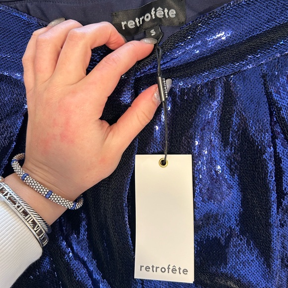 Retrofete blue sequin blazer and shorts set- myma jacket - Picture 6 of 14